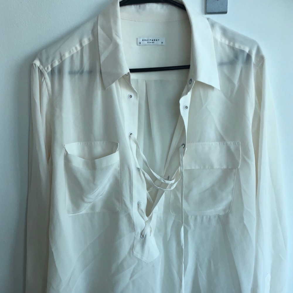 Equipment lace up silk top - size M